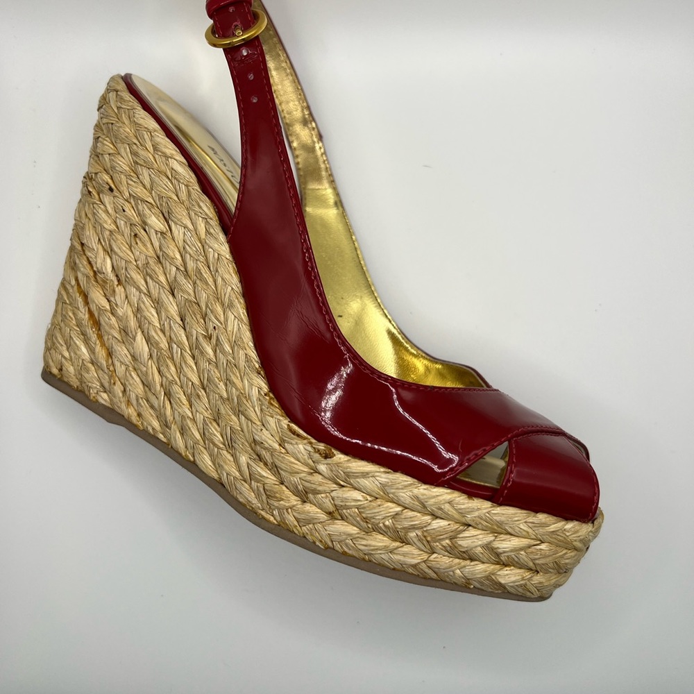 Boston Proper Red Peep-Toe Slingback Espadrille (Size 7)